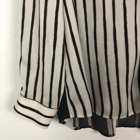 Mason Cream Striped Button Down Size 8 - Picture 3 of 6